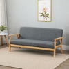 Modern 3 Seaters Sofa Armchair Wood Frame Padded Seat Linen Fabric Grey Home BN