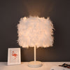 Feather Table Lamp Bedside Light Lampshade Reading Bedroom Shade Night Lamps LED