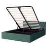 4ft6 Upholstered Bed Frame Fabric Gas Lift Ottoman Storage Beds in Double Green