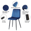Set of 2 Velvet Dining Chairs Soft Padded Seat Metal Legs Modern Office Kitchen