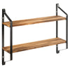 2-Tier Wall Mounted Shelf Display Rack Floating Storage Shelves Metal Frame