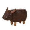 Dark Brown Bull Footstool Faux Leather Ottomans Living Room Home Gift Children