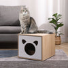 NICEME Wooden Bedside Table with Cat Cave Cat House Bedside Cabinet Nightstand