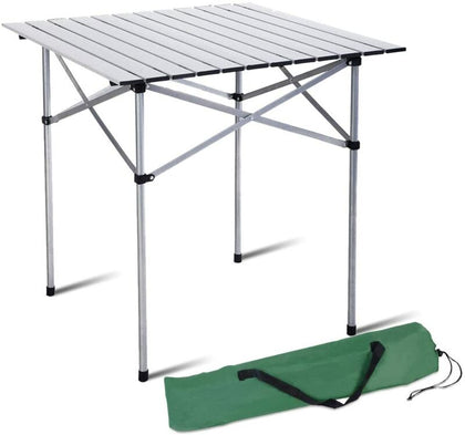Portable Camping Table Folding Picnic Table Aluminum Roll Up Tabletop W/ Bag