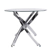 Round Tempered Glass Dining Table Morden Kitchen Table with Chromed Legs Chrome