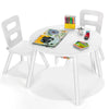3PCS Kids Table and Chair Set Children Study Drawing Desk W/ Hidden Mesh Storage