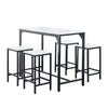 5Pcs Marble Vein Bar Table 4 Stools Set Breakfast Kitchen Dining Bar Bistro Wood
