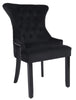 Set of 2 Black Velvet Dining Chairs Ring Knocker, Velvet Upholstered , Wing back