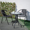 3/5 Piece Round Coffee Table & Rattan Chairs Metal Bistro Balcony Garden Outdoor