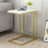 Sofa Side Table Marble Top C-Shape Laptop Stand Tray Slide Under Couch End Table