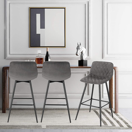 Bar Stools 2 PCS Soft Velvet Seat Breakfast Bar Counter Kitchen Chairs