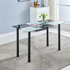 Black White Dining Table Tempered Glass Top Metal Legs Kitchen Dining Room Home
