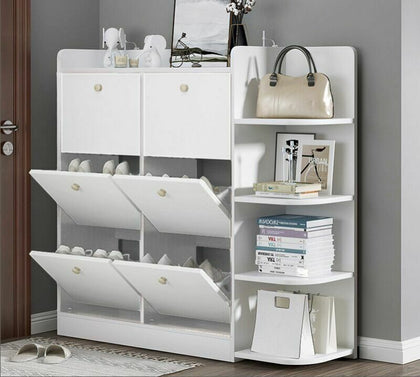 6 Drawers Wooden Shoe Cabinet Storage Footwear Stand Rack Organiser Closet Unit