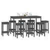 9 Piece Bar Set Grey Solid Wood Pine F0L7