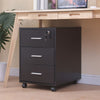Black Mobile 3 Drawers Filing Pedestal Cabinets File Chest Storage Wooden Office