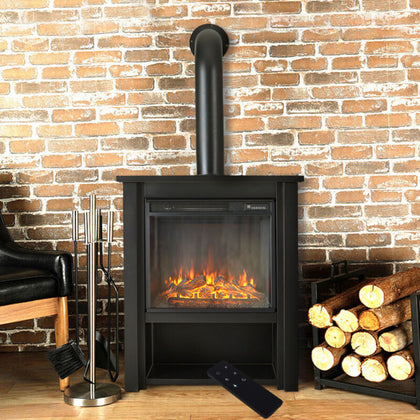 Electric Fireplace Heater 6 LED Flame Effect Burner Log Chimney Decor Stove Heat