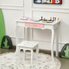 Kids Vanity Table & Stool Set Beauty Makeup Dressing Table Detachable Top Desk