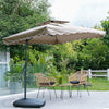 Garden Parasol Banana Cantilever Umbrella Crank Sun Shade Patio Outdoor W/ Base