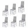 6pcs Grey High Back Faux Leather Dining Chairs Metal Legs Kitchen Dining Room