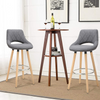 2 pcs Bar Stools Breakfast Kitchen Counter High Stools Wood Legs Barstools
