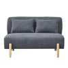 Grey Linen Fabric Sofa Couch 2 Seater Wood legs Living Room Modern with Cushion