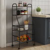 4 Tier Kitchen Trolley Storage Shelf Metal Wire Baskets Organizer with Wheels