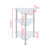 Triangle Corner Table Glass Side Table with Shelves End Table for Living Room