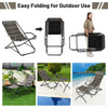 Outdoor Portable Beach Chair Patio PE Wicker Rocking Chair w/ Ottoman & Armrests