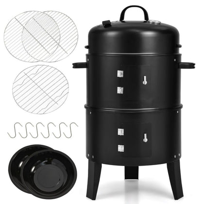 3-in-1 Charcoal BBQ Grill Cambo Portable Vertical Charcoal Smoker Camping Picnic