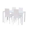 Dining Glass Table and 4 PU Chairs Set Kitchen Dinning Room Bistro Cafe Style UK