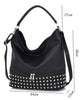 Metal Studded Black Bag Womens Handbag Slouch Ladies Large Tote Shoulder