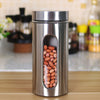 4Pc Stainless Steel Canister Set Tea Coffee Sugar Jars With Clear Window Storage