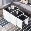 Nest of 3 Coffee Tables White High Gloss Side End Table Set Living Room Grey BLK