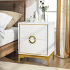 White Bedside Table Wooden Cabinet 1 Storage Drawer Gold Metal Handle Legs