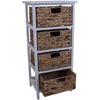 Wicker Drawers Cabinet Chest Unit Bedside Table Bathroom Storage Wooden Basket