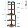 5 Tier Wall Corner Shelf Stand Storage Home Office Skinny Display Bookshelf Rack