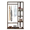 Rustic Solid Bamboo Wood Garment Rack Zen Clothes Rail Stand Bottom Shoe Rack