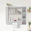 LED Bathroom Cabinet Mirror Storage Unit 5 Shelf Towel Hanger White Furniture