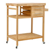 Wood Portable Kitchen Storage Cart Trolley on Wheels Bar Serving Cart Unit Home
