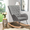 Grey Rocking Lounge Chair Relaxing Recliner Armchair Padded Seat Wooden Legs