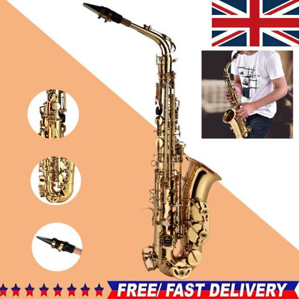 SALE Alto Eb Sax Saxophone Brass Golden Set with Storage Case Mouthpiece Grease
