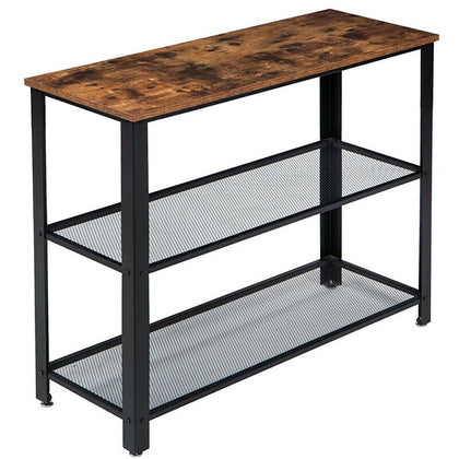 3-Tier Console Table Side/End Table Mesh Shelf Entryway Hallway Furniture