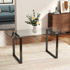 Tempered Glass Dining Table Rectangle Stand Coffee Desk with Chrome Legs Kitchen