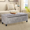 Glitter Grey Storage Ottoman Stool Bench Upholstered Chair Box Chest Side Seat