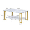 2-Tier Coffee Table Faux Marble Accent Rectangular Cocktail Table Tea Table