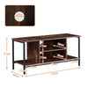 Wood TV Stand Cabinet With 2 Shelves Metal Frame Living Room Modern Industrial