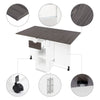 Wooden Mobile Drop Leaf Dining Table Folding Desk w/2 Wheels Storage Shelf Grey
