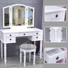 White Dressing Table Mirror 5 Drawer Storage Makeup Vanity Mirror Desk & Stool