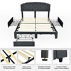 4 Drawers King Size Bed Frame 5FT Upholstered Platform Bed Adjustable Headboard