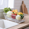 Metal Wire Dish Drainer Tray Basket Cutlery Draining Rack Fruits Vegetables Drip